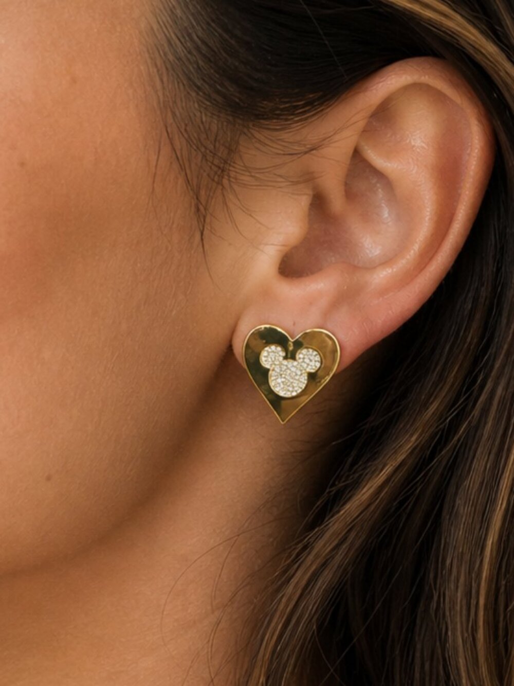 NWT Disney x‎ BaubleBar Gold Heart Earrings